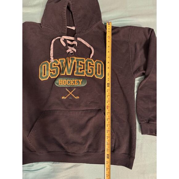 Oswego Hockey Hoodie Men's Charcoal Gray Large Tie Front - Picture 8 of 9